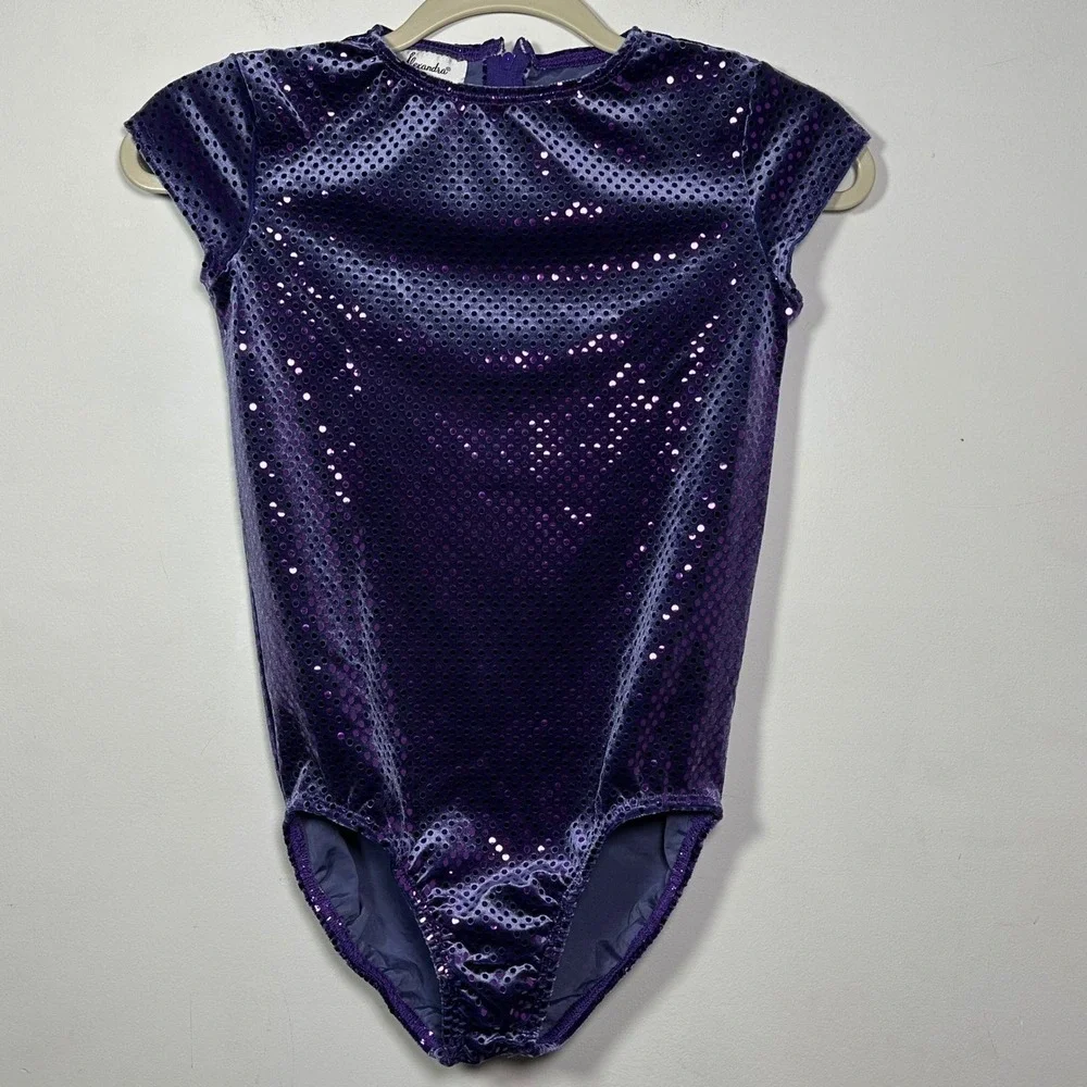 Alexandra Costumes Purple Sequin Leotard Cap Sleeve Performance Dance adult AXS